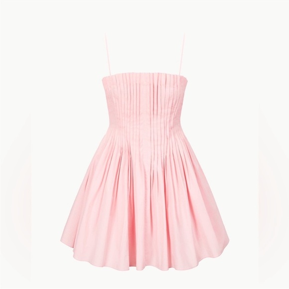STAUD Dresses & Skirts - Staud Bella Pleated Fit and Flare Pearl Pink Mini Dress size 10
